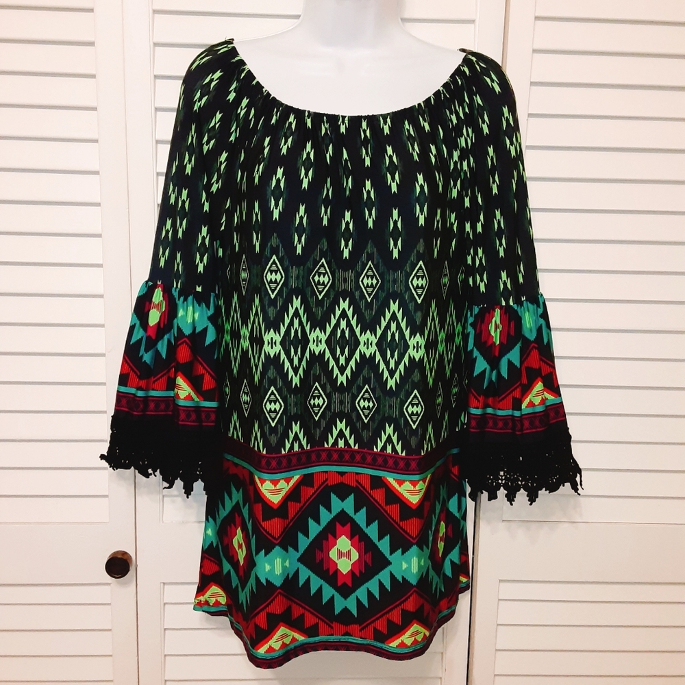 Lacy Bell Sleeve Tunic Dress/Blouse - Picture 3 of 9